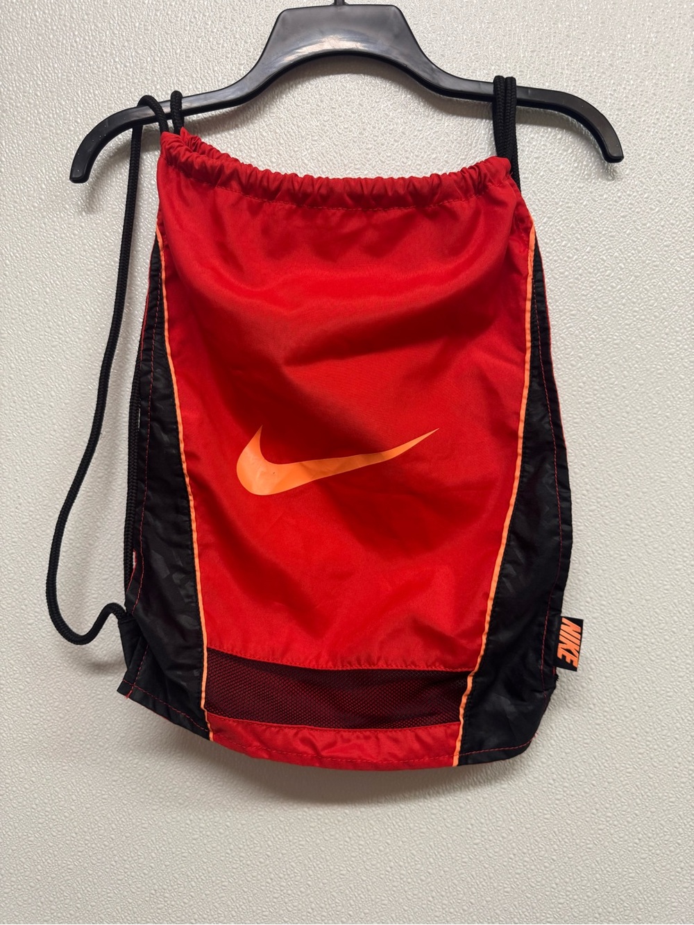 Nike Red, Black and Orange Drawstring Bag